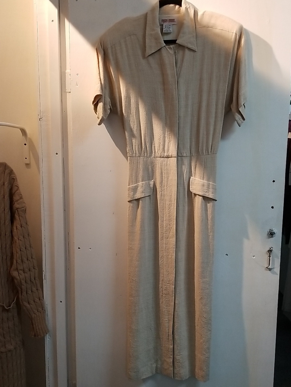 Maggy London Beige Midi Shirt Dress